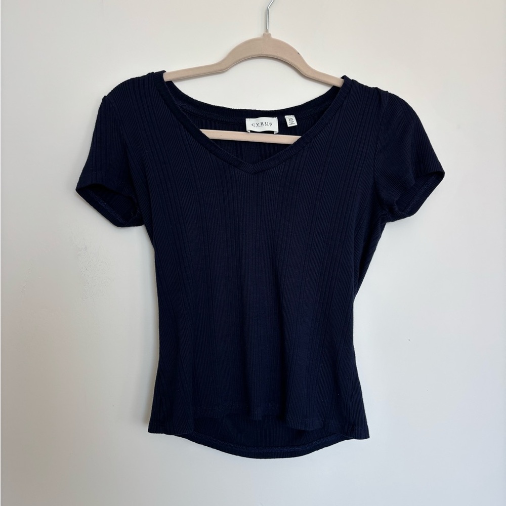 CYRUS Women's Dark Blue V-Neck Top